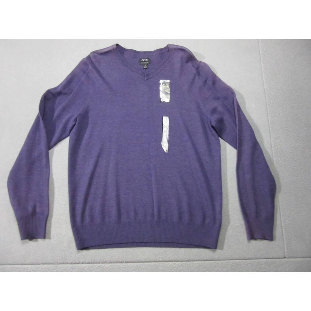 Apt 9 Sweater Mens Medium Purple NWT Merino Blend Performance V-Neck Pullover